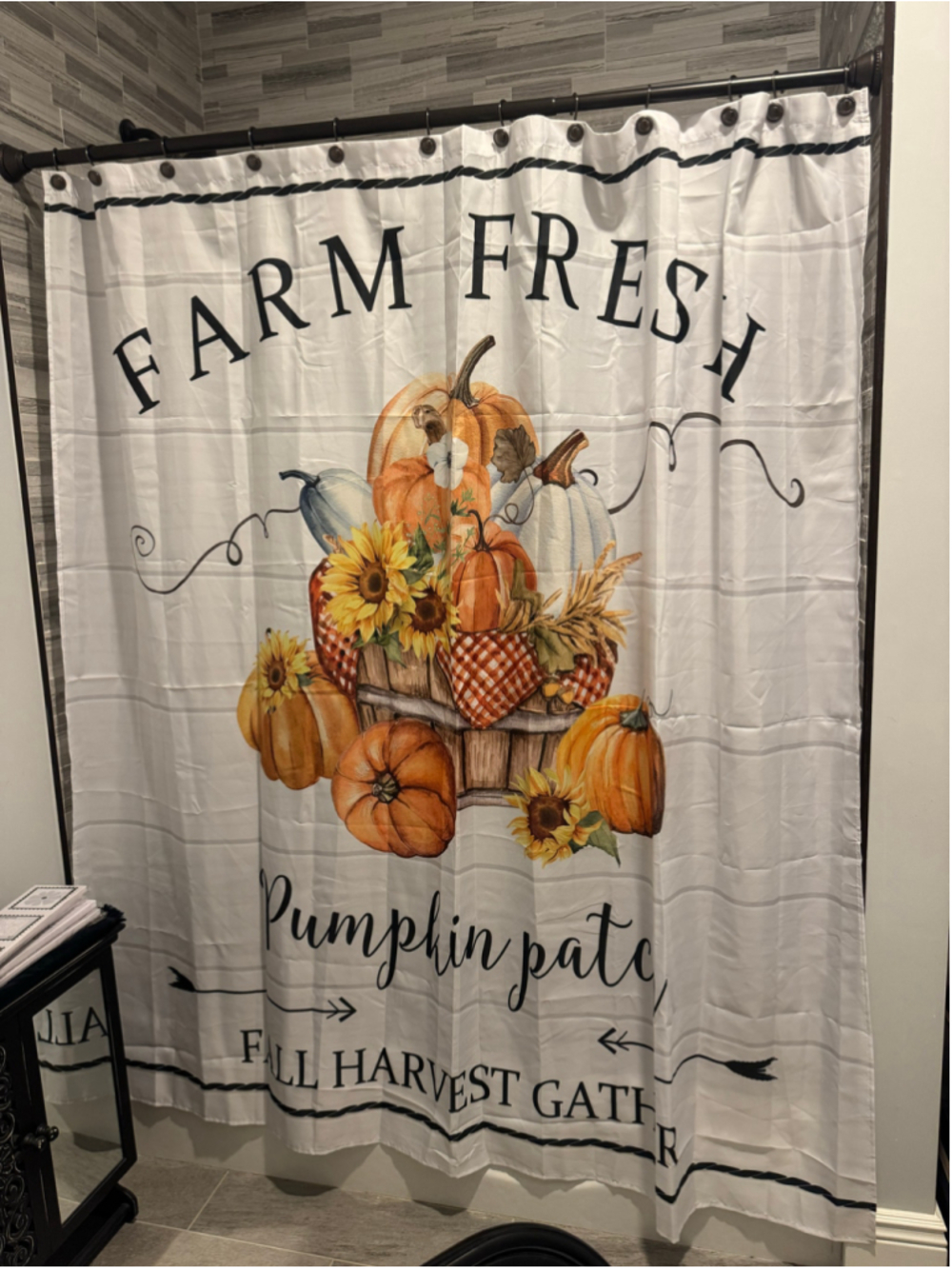 Unbranded Fall Pumpkin Patch Shower Curtain One Size White Orange
